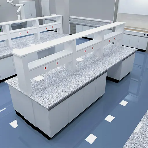 Laboratório Moderno com Bancadas Equipadas e Design Funcional